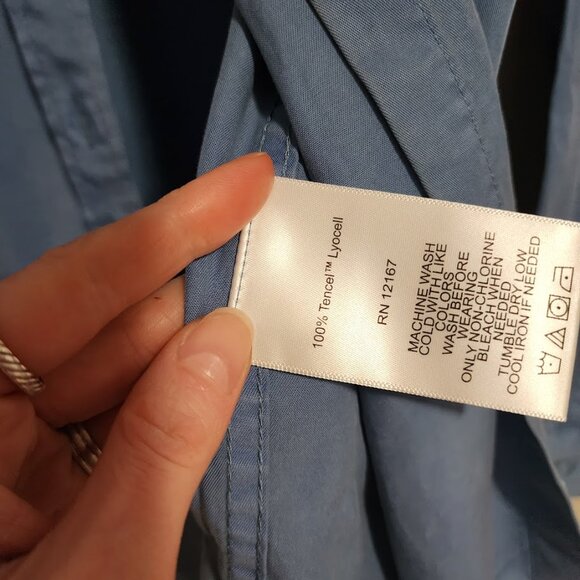 LAURIE FELT Easy Button Down TENCEL Shirt Washed Blue NEW size M - Picture 6 of 9
